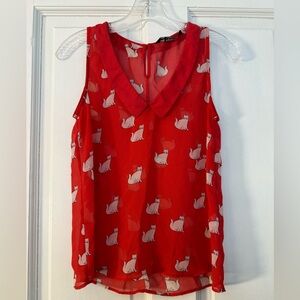 Zara Translucent Cat Collared Tank